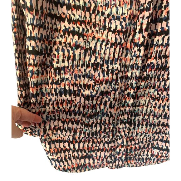 NYDJ Los Angeles Mango Passion Dasher Flicker Long Sleeve V-Neck Blouse NWT M - Picture 7 of 7